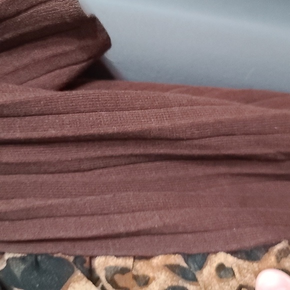 Peter Nygard Womens Cardigan Short Sleeves Brown Ruffly Cheetah Trim L/14-16 EUC - Picture 4 of 7